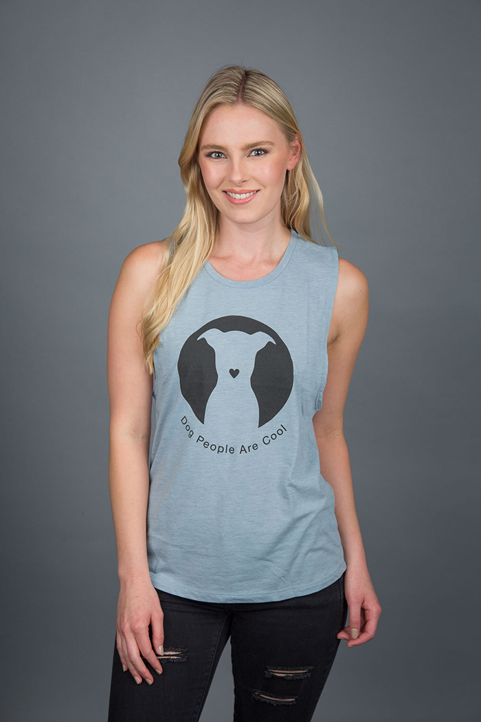 Women's Muscle Tank Top with Scoop Neck (Blue) - Dog People Are Cool