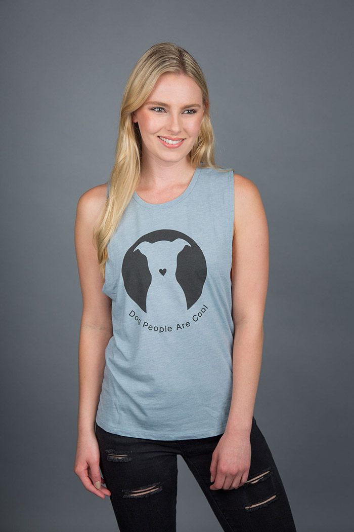 Women's Top with Scoop Neck (Blue) - Dog People Cool